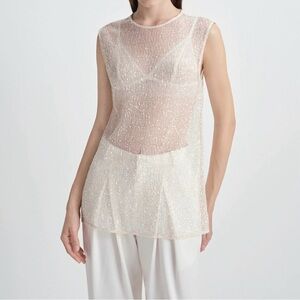 Rue Sophie Ananya Sequinced Mesh Top - Crème